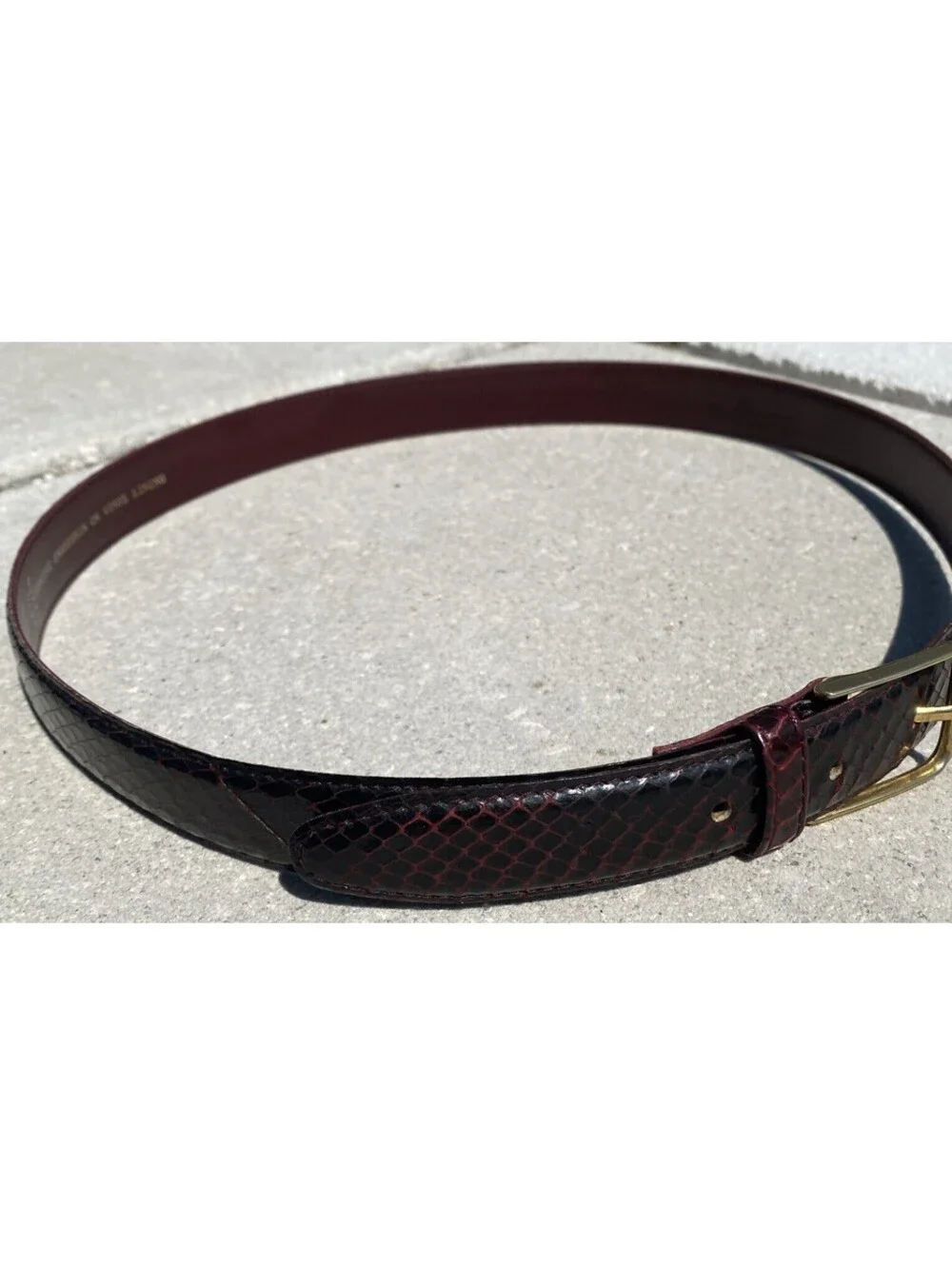 Vintage Women’s Belt Genuine Snakeskin On Vinyl Lining 32/80 Brass Buckle